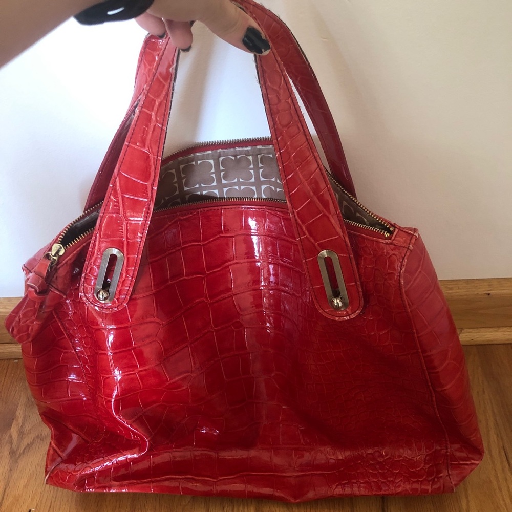 Red Faux Crocodile Purse